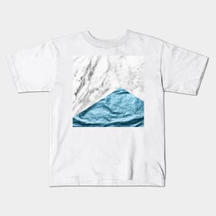 Teal marble Kids T-Shirt